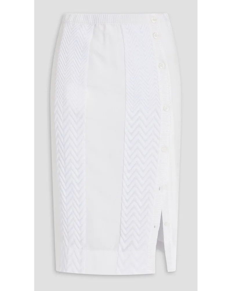 Missoni Crepe de chine and metallic crochet-knit pencil skirt - White White