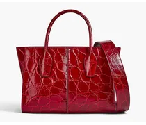 Croc-effect leather tote - Burgundy