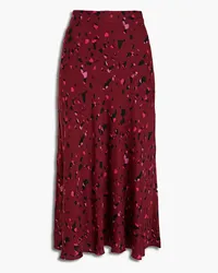 ba&sh Tomy printed satin-jacquard midi skirt - Burgundy Burgundy