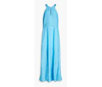 Cutout linen halterneck maxi dress - Blue