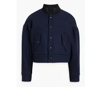 Cropped wool-blend felt bomber jacket - Blue