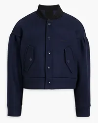 RED Valentino Cropped wool-blend felt bomber jacket - Blue Blue