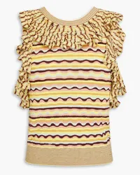 Ulla Johnson Sadie ruffled crochet-knit silk and cotton-blend top - Yellow Yellow