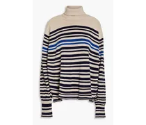 Striped cotton and wool-blend turtleneck sweater - Neutral