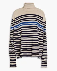 Rag & Bone Striped cotton and wool-blend turtleneck sweater - Neutral Neutral