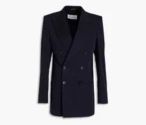 Double-breasted cotton-twill blazer - Blue