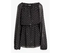 Polka-dot chiffon mini dress - Black