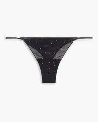 Oséree Gem crystal-embellished tulle thong - Black Black