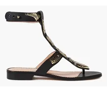 Sin appliquéd leather sandals - Black