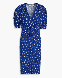 Diane von Furstenberg Duncan ruched printed jersey mini dress - Blue Blue