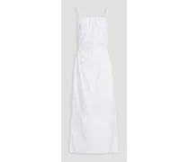 Cutout gathered cotton-poplin max dress - White