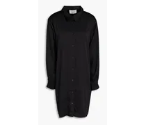 Satin-crepe mini shirt dress - Black
