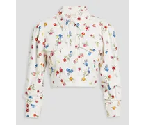 Alice Olivia - Renee cropped embroidered denim jacket - White