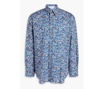 Floral-print cotton-poplin shirt - Blue