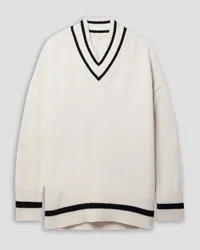 Lafayette148 Oversized striped cashmere sweater - White White