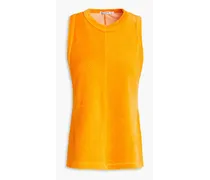 Ribbed cotton-blend velvet tank - Orange