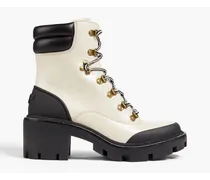 Two-tone leather combat boots - White