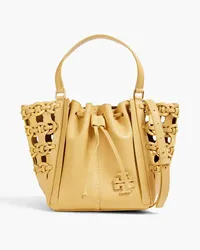 Tory Burch McGraw lazer-cut leather tote - Yellow Yellow