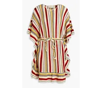 Striped crocheted cotton mini dress - Yellow
