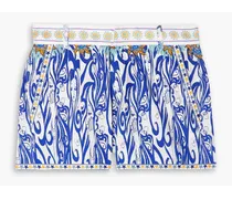 Printed cotton-poplin shorts - Blue