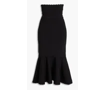 Fluted pointelle-knit midi skirt - Black