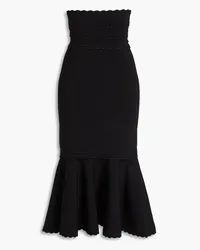 Victoria Beckham Fluted pointelle-knit midi skirt - Black Black