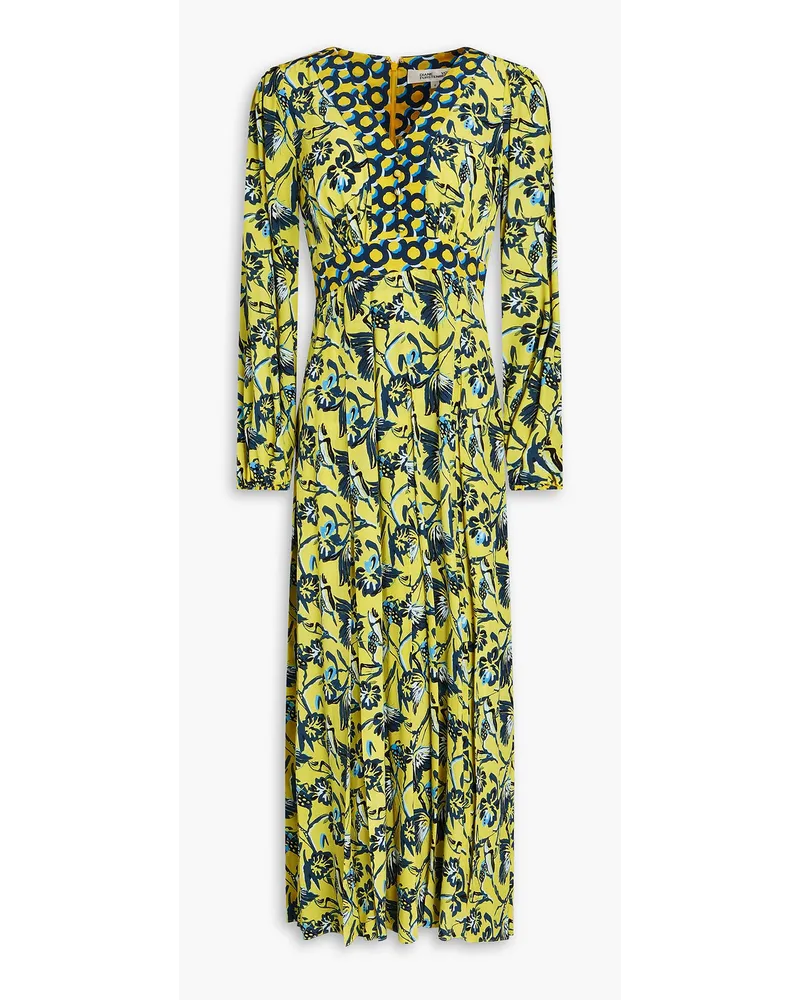 Diane von Furstenberg Anjali floral-print crepe de chine midi dress - Yellow Yellow