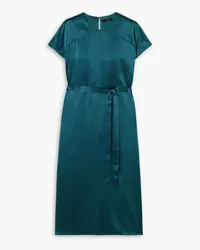 Joseph Dauphine belted silk-satin midi dress - Blue Blue