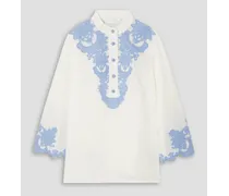 Raie guipure lace-trimmed linen blouse - White