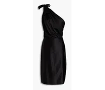 Nadia one-shoulder stretch-silk satin mini dress - Black
