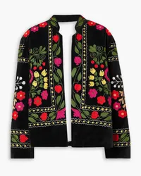 Fortela Fulvia embroidered cotton-velvet jacket - Black Black