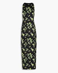 ROTATE Birger Christensen Cutout floral-print satin maxi dress - Black Black