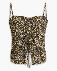 Nanushka Lilia cropped ruched leopard-print crepe de chine top - Animal print Animal