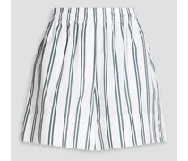 Striped cotton-blend poplin shorts - White