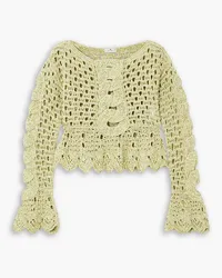 Etro Cropped crocheted silk sweater - Green Green