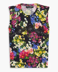 Dolce & Gabbana Floral-print cashmere-blend top - Black Black