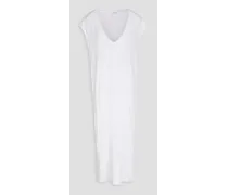 Cotton-blend jersey midi dress - White