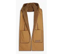 Quilted cotton and faux shearling hooded scarf - Brown