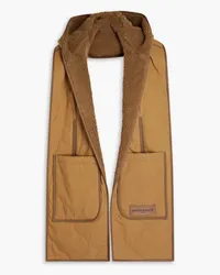 Kitsuné Quilted cotton and faux shearling hooded scarf - Brown Brown