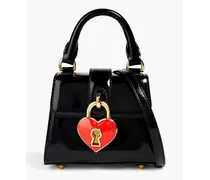 Heart Lock patent-leather tote - Black