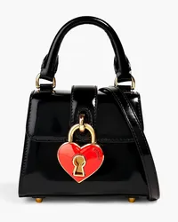 Moschino Heart Lock patent-leather tote - Black Black