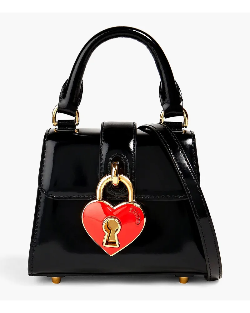 Moschino Heart Lock patent-leather tote - Black Black
