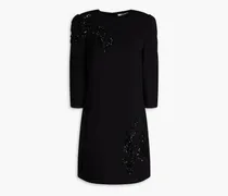 Camille embellished stretch-cady mini dress - Black