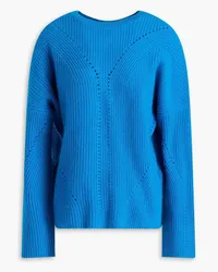 Maje Pointelle-knit cashmere sweater - Blue Blue