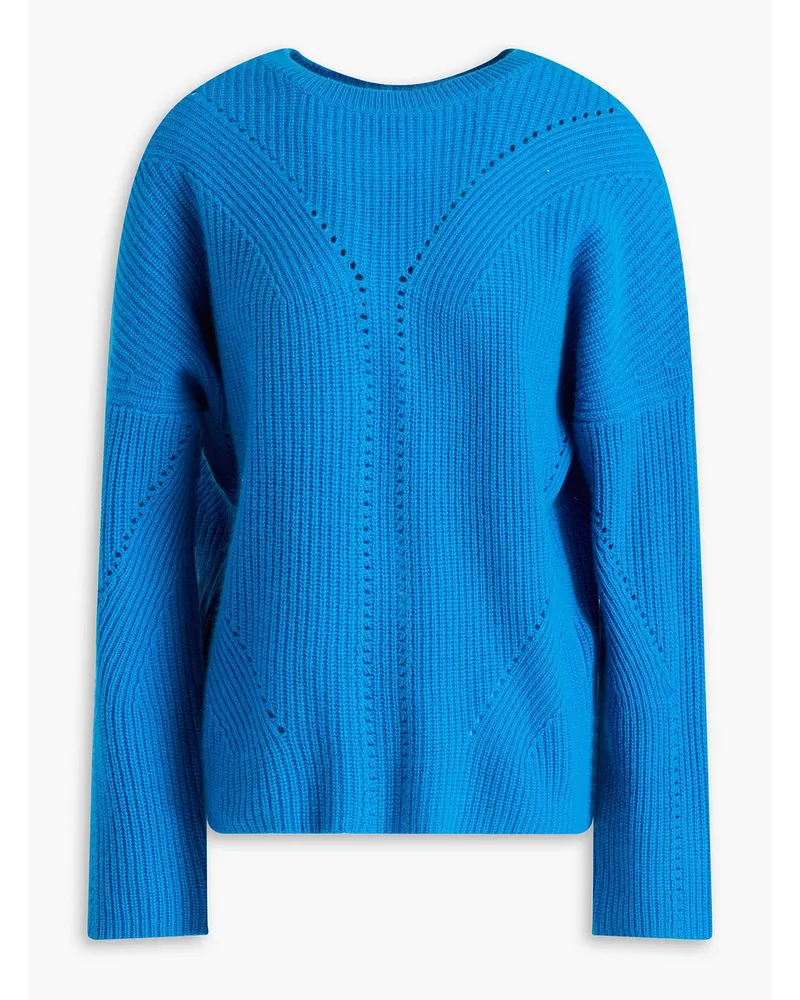 Maje Pointelle-knit cashmere sweater - Blue Blue