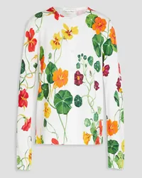 Oscar de la Renta Floral-print cotton-blend cardigan - White White