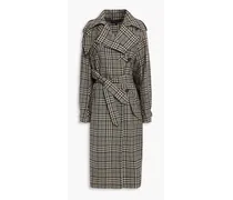 Harris Prince of Wales checked woven trench coat - Black