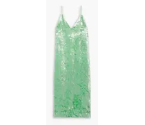 Open-back crushed-velvet midi dress - Green