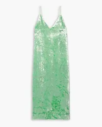 Jil Sander Open-back crushed-velvet midi dress - Green Green