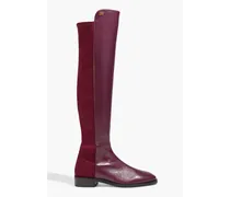 Keelan leather and neoprene over-the-knee boots - Purple